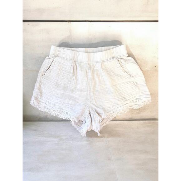 PrAna Pants - Prana Hideaways Shorts Organic Cotton Gauze Ivory Frayed Hem Size Small